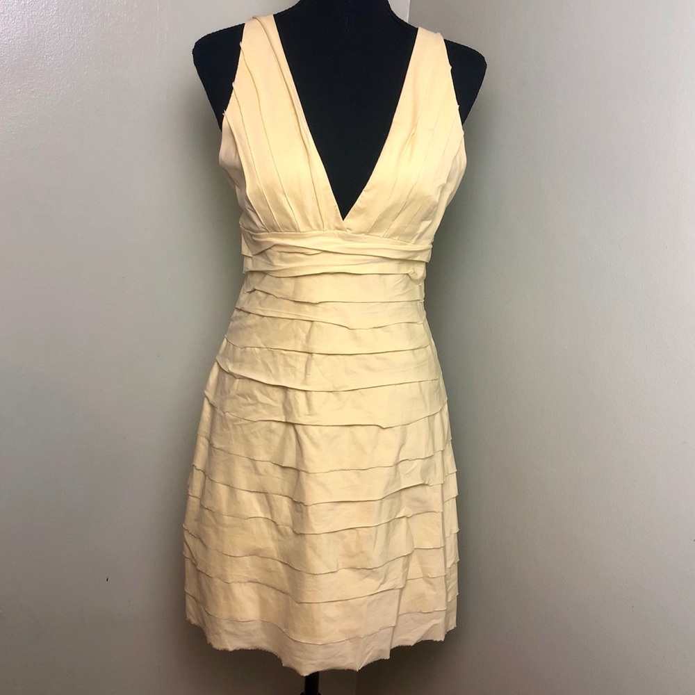 Light yellow pastel ruffle layered halter dress